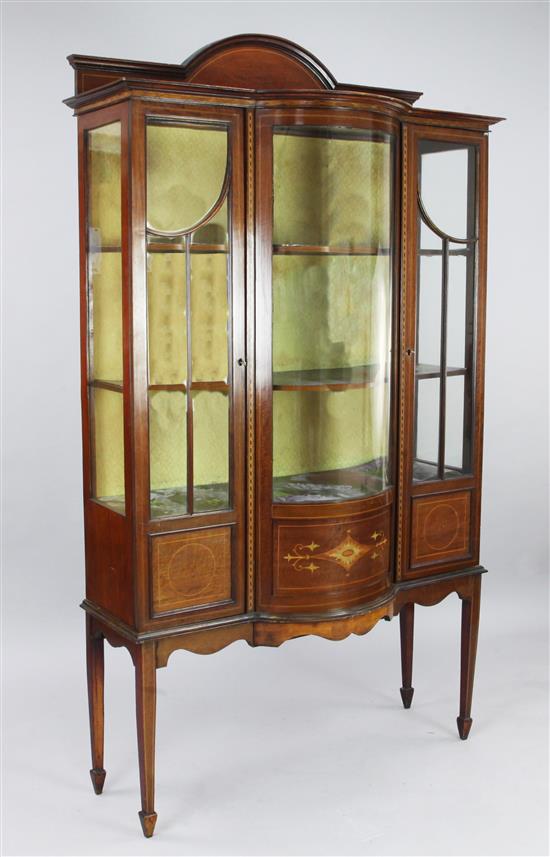 An Edwardian inlaid mahogany display cabinet, W.3ft 9in. D.1ft 6in. H.6ft 6in.